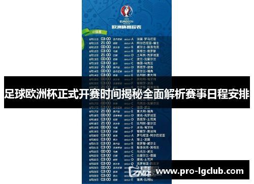足球欧洲杯正式开赛时间揭秘全面解析赛事日程安排